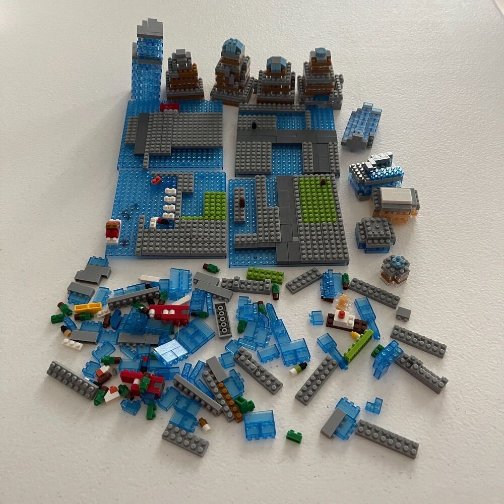 Micro Mini Blocks Building Gray Blue Green Red White Add-on Pieces